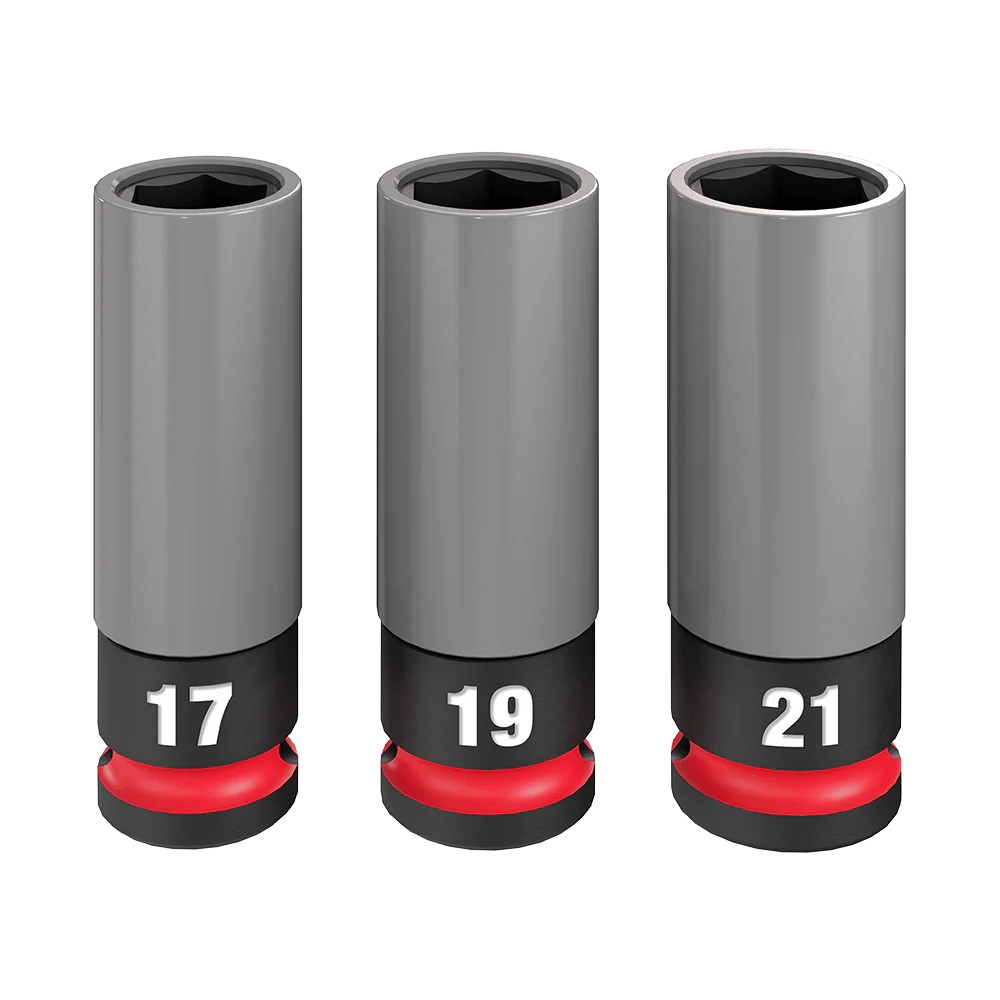 Milwaukee Shockwave 1/2" Drive 3Pc Lug Nut Socket Set (17mm, 19mm, 21mm) - 49667830