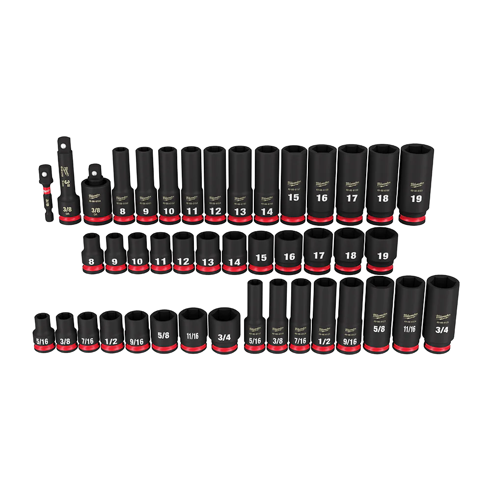 Milwaukee SHOCKWAVE™ 3/8" Drive 43PC SAE & Metric Deep 6 Point Impact Socket Set - 49667009