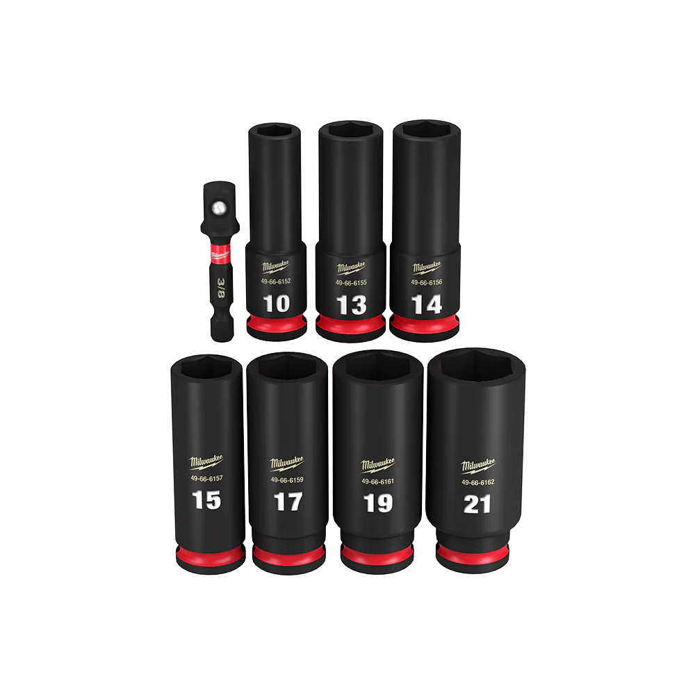 Milwaukee SHOCKWAVE™ 3/8"" Drive 8PC Metric Deep 6 Point Impact Socket Set - 49667021