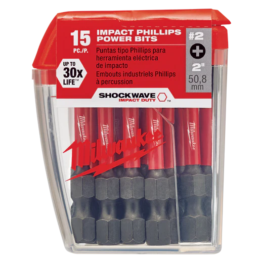 Milwaukee SHOCKWAVE™ Power Bit Phillips #2 50mm (2") Pkt 15 - 48325004