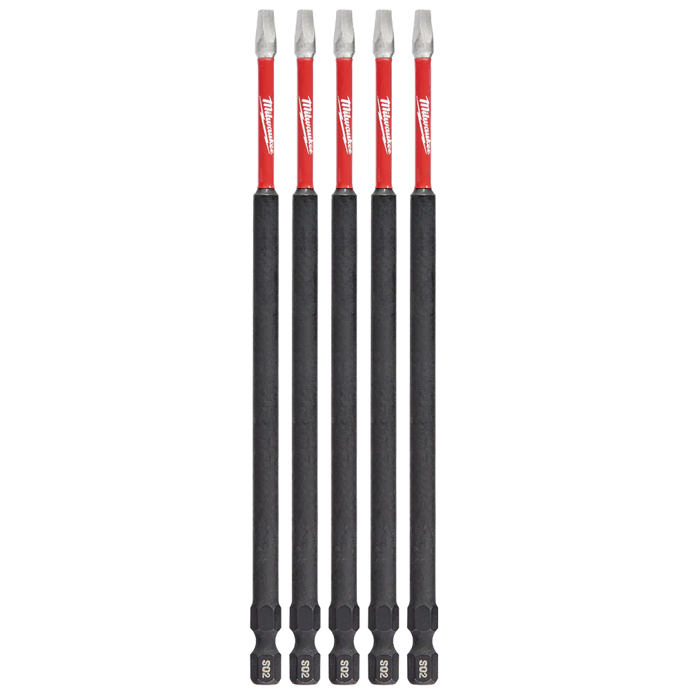 Milwaukee SHOCKWAVE™ Power Bit Square Recess #2 150mm (6") 5Pk - 48324855