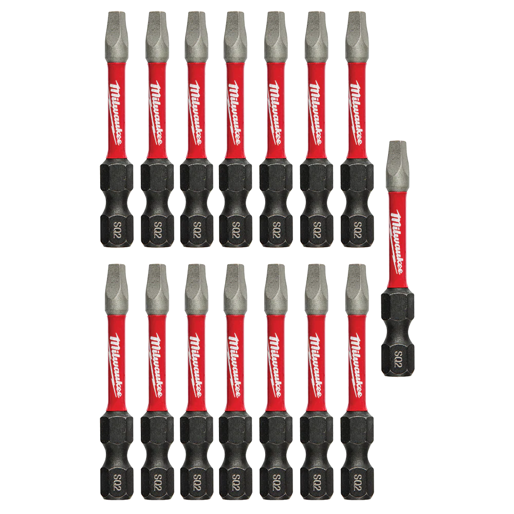 Milwaukee SHOCKWAVE™ Power Bit Square Recess #2 50mm (2") 15Pk - 48325010