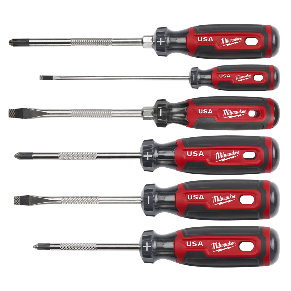 Milwaukee USA Made Cushion Grip 6PC Screwdriver Kit Made in USA - MT200-6